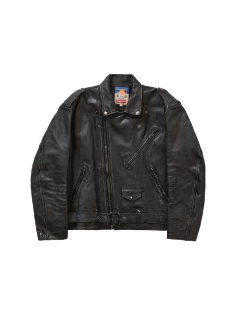 Supreme Blackmeans Painted Leather Motorcycle Jacket Black