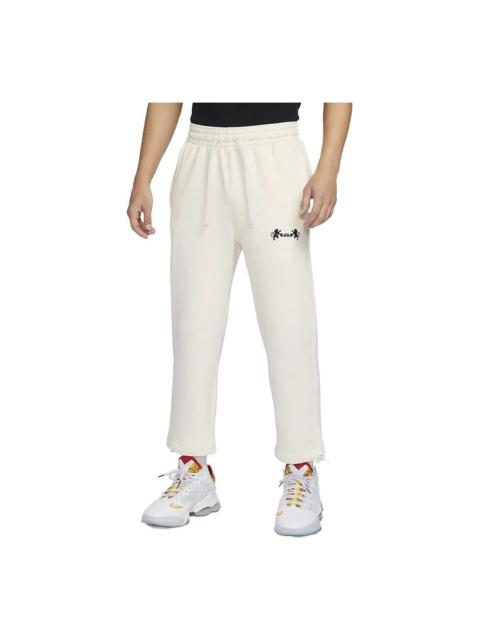 Nike LeBron Open Hem Fleece Trousers 'Beige Heather Black' FB7128-027