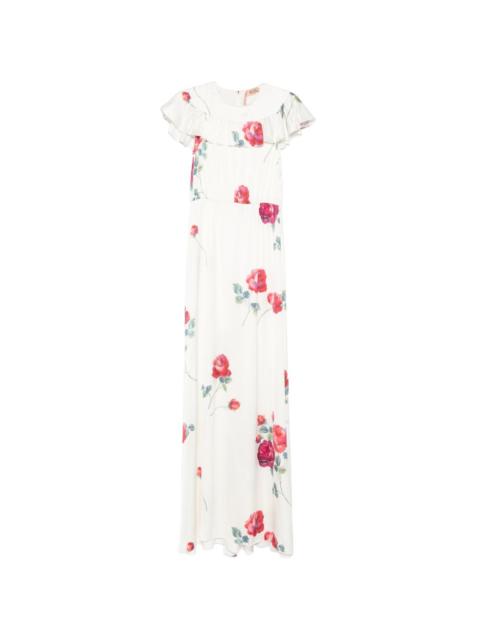 ruffled-detail floral maxi dress