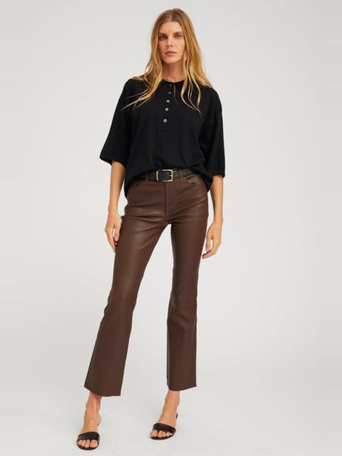 LEATHER 5 POCKET ANKLE FLARE