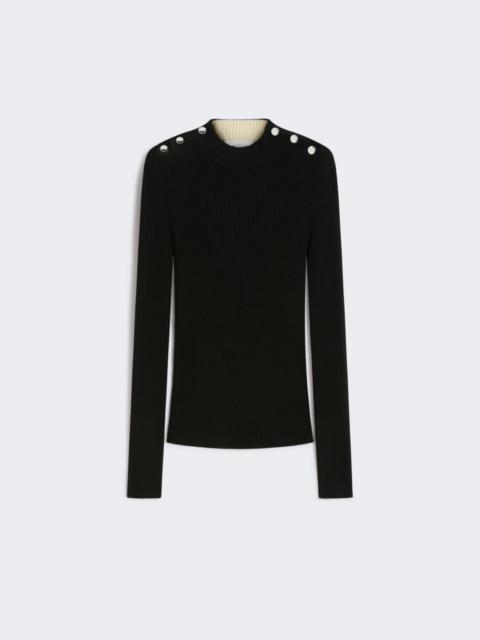 Fitted jumper with buttons - BLACK