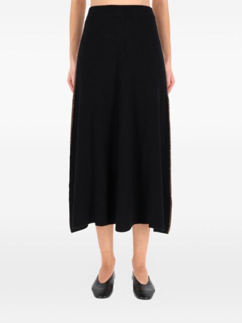 ribbed-trim midi skirt