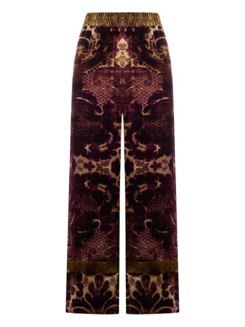 damask-print velvet trousers
