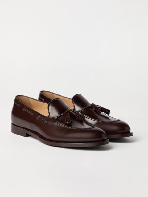 Burnished calfskin loafers with tassels