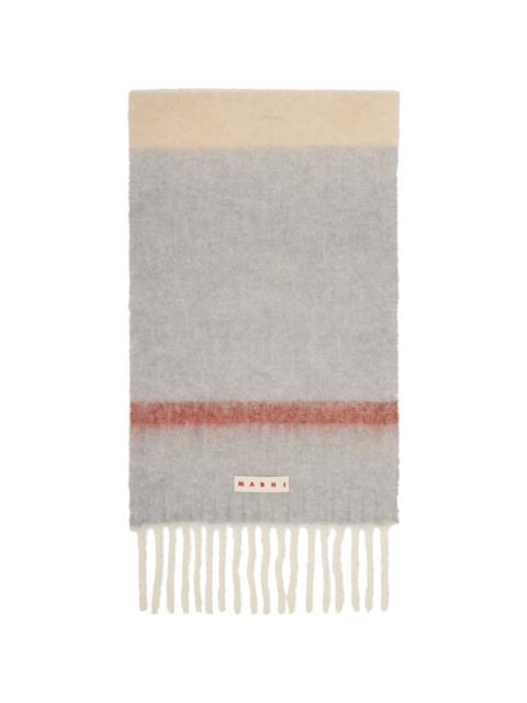 Beige & Gray Striped Alpaca Scarf