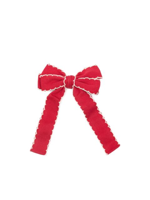 scalloped-trim bow hair clip