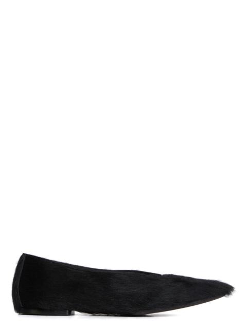 square-toe calf-hair ballet flats