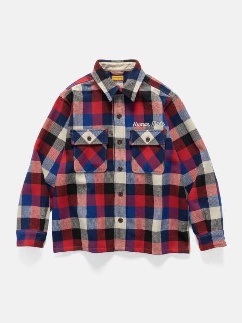 Wool Check Shirt Jacket Red