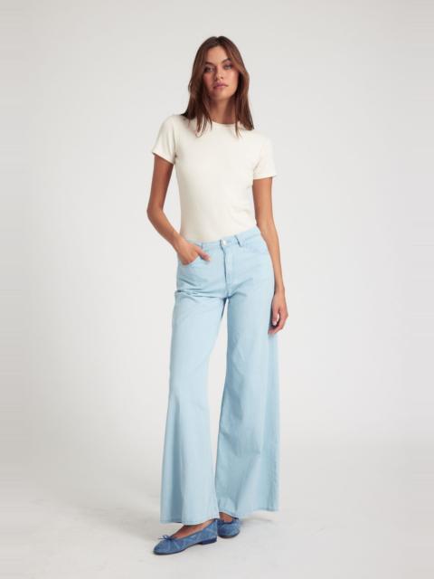LIGHT BLUE CHAMBRAY WIDE LEG PANTS