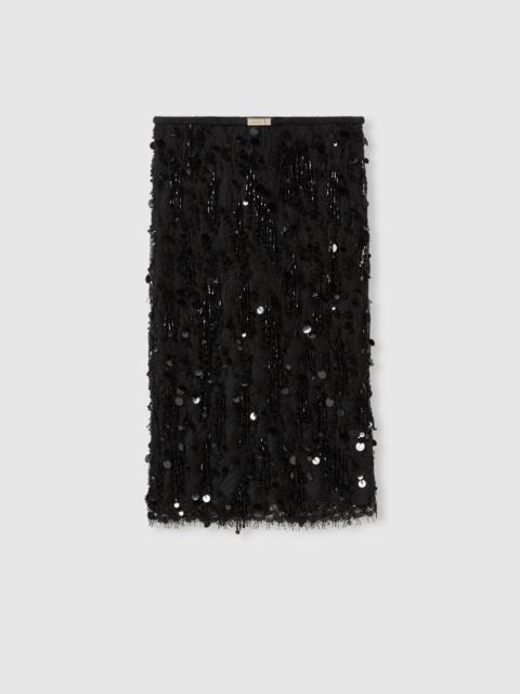 Sequin embroidered lace skirt