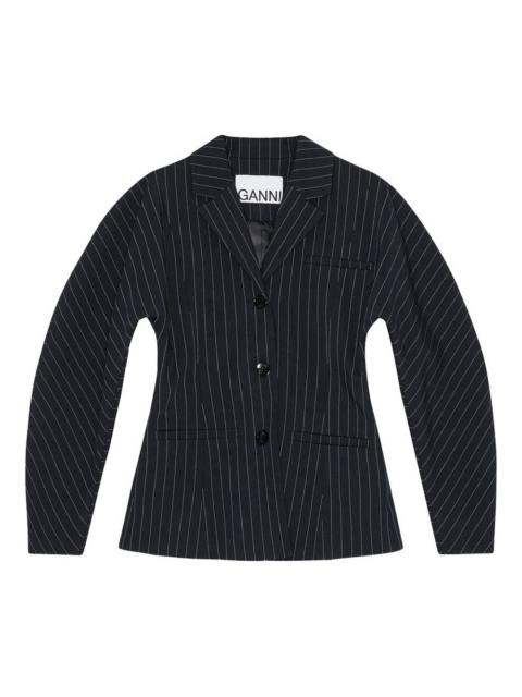 pinstripe button-fastening blazer
