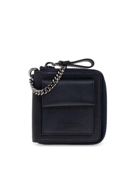 chain zip leather wallet