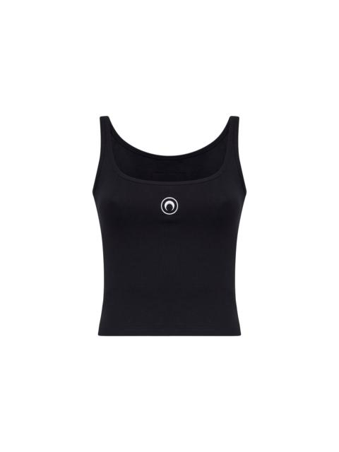 Black ribbed jersey Moon Logo cropped top