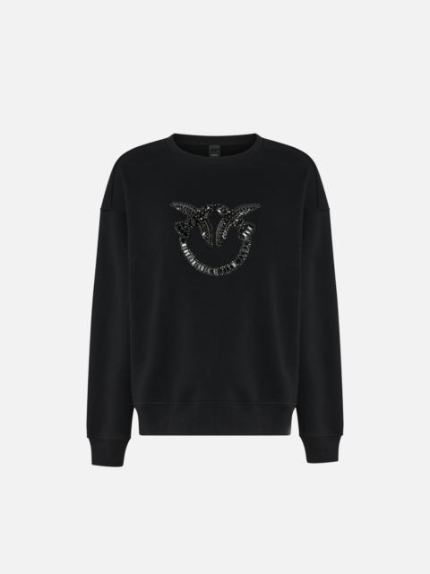 CREW-NECK SWEATSHIRT WITH LOVE BIRDS JEWEL EMBROIDERY
