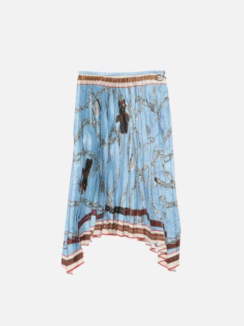 Long pleated skirt - Denim blue