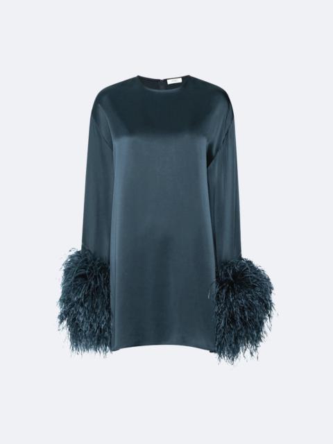 Satin Dress With Feathers