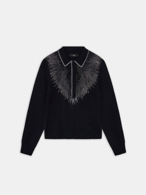 CRYSTAL LONG SLEEVE POLO