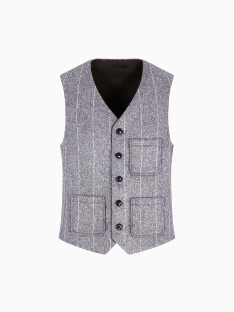 SINGLE-BREASTED WAISTCOAT IN PINSTRIPED ALPACA-BLEND CLOTH