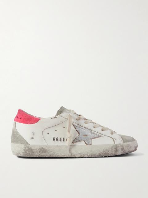 Super-star Distressed Suede-trimmed Leather Sneakers
