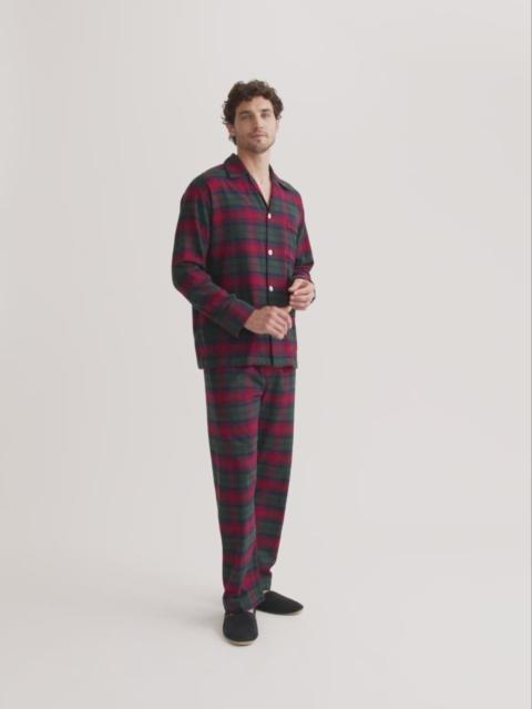 Men's Classic Fit Pajamas Kelburn Brushed Cotton Burgundy Red & Green Check