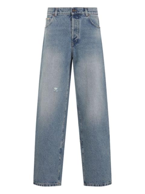 distressed straight-leg jeans