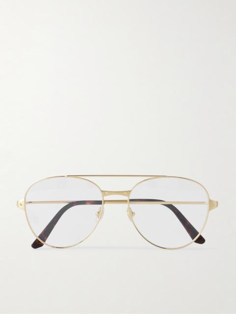 Santos De Cartier Aviator-style Gold-tone Optical Glasses