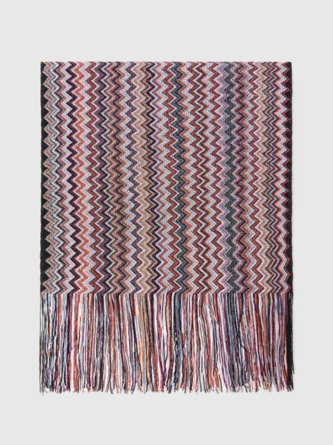 Viscose and cotton zigzag scarf with fringes