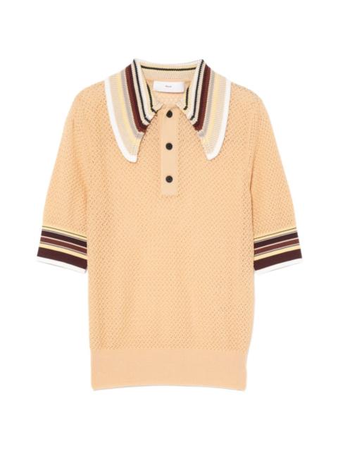 lace-knitted polo top