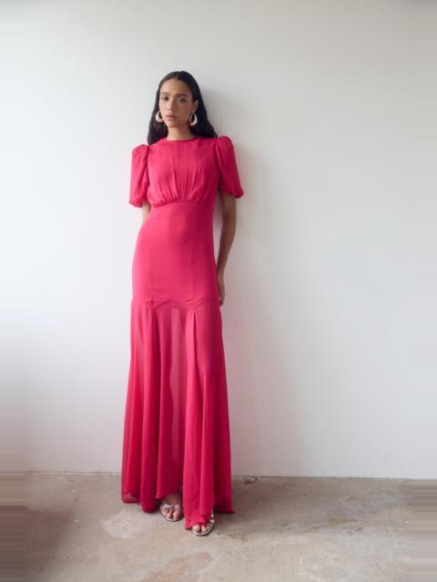 AGUA MAXI DRESS IN FUCHSIA CRINKLE CHIFFON