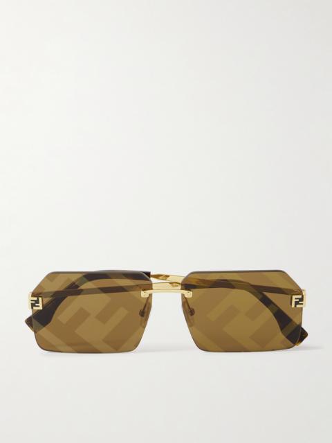 Fendi Sky Rimless Rectangle-frame Gold-tone Sunglasses