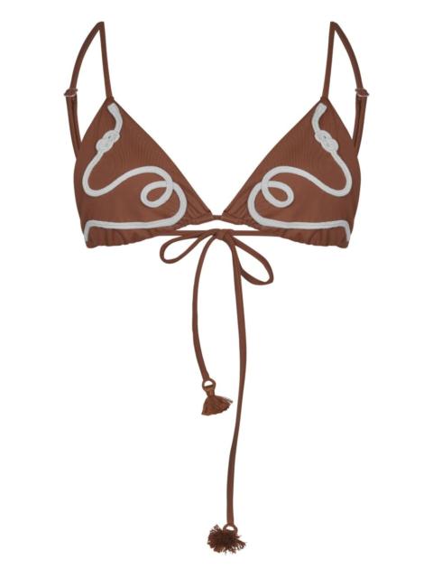 rope-embroidered bikini top
