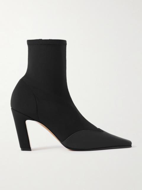 Nevada Leather-trimmed Stretch-knit Ankle Boots