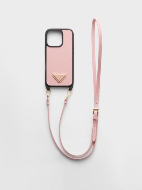 Saffiano leather case for iPhone 16 Pro