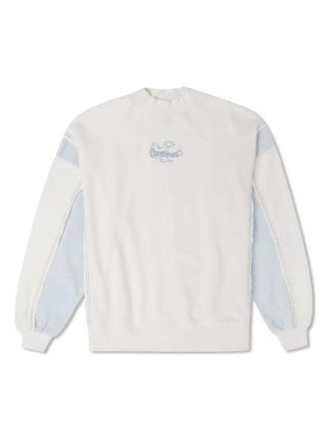 (WMNS) Converse Denim Patchwork Crew Sweatshirt 'White' 10025520-A01
