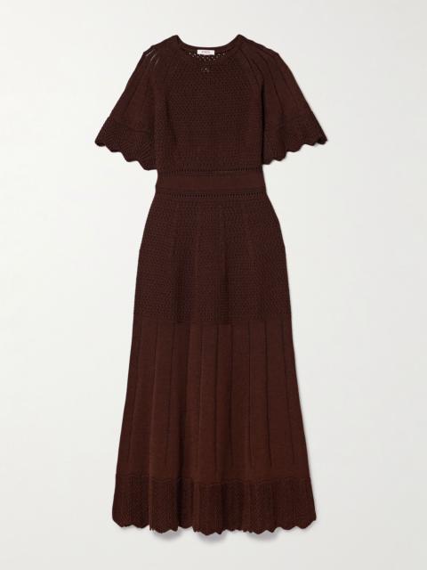 Imaginaire pointelle-knit cotton-blend maxi dress Chocolate