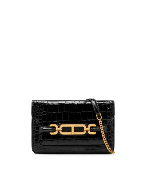 STAMPED CROCODILE LEATHER WHITNEY SMALL SHOULDER BAG