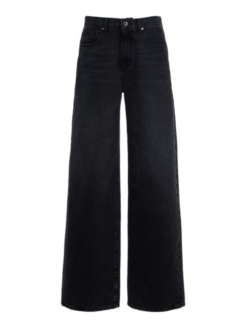 The Callan Mid-Rise Wide-Leg Jeans black