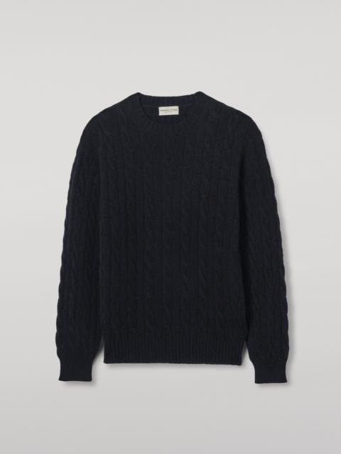 Calder Dark Blue Cable Cashmere Jumper