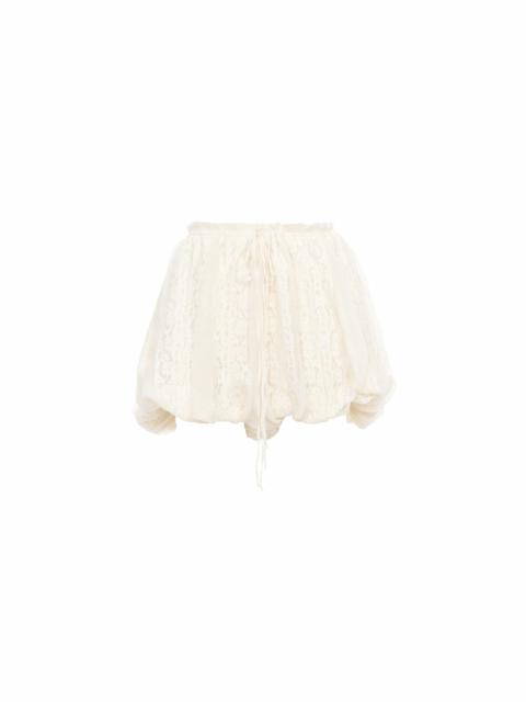 MINI BLOOMER SHORTS IN FLORAL-LACE SILK MOUSSELINE