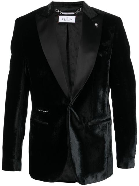 single-breasted velvet blazer