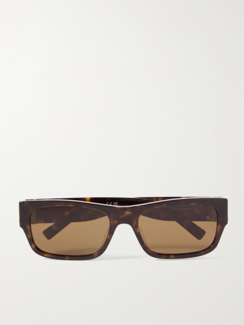 4g Rectangular-frame Tortoiseshell Acetate Sunglasses