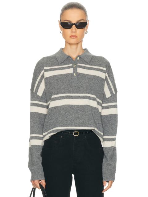Cashmere Striped Polo Top