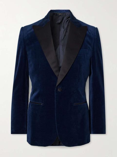 Satin-Trimmed Cotton-Velvet Tuxedo Jacket