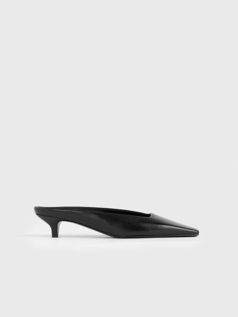 Square leather kitten mules black