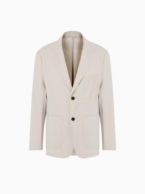 SINGLE-BREASTED JACKET IN NYLON SEERSUCKER