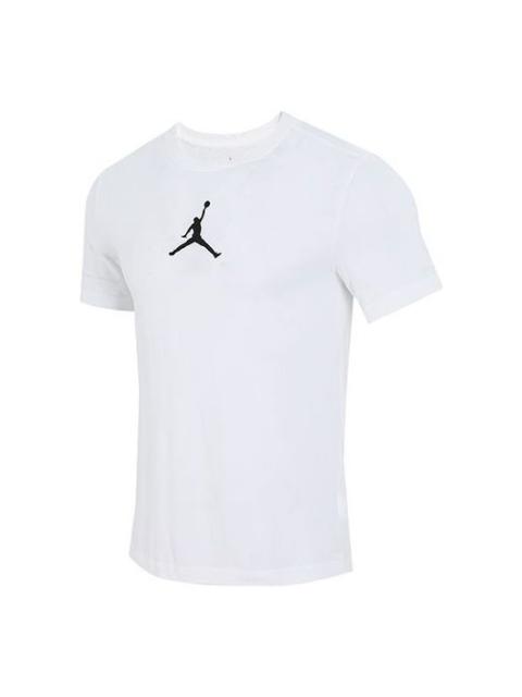 Air Jordan Jumpman Logo Printing Sports Round Neck Short Sleeve White CW5191-102