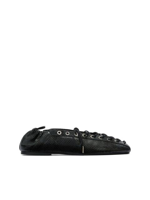 eyelets lace-up ballet flats