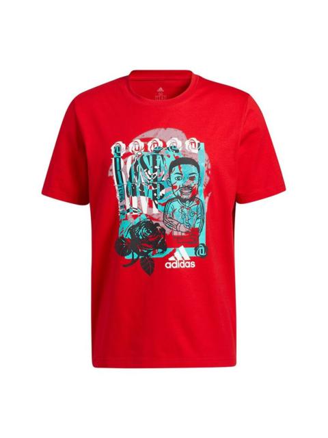 adidas Rose Avatar Mvp Basketball Casual Sports Cartoon Short Sleeve Red GP3441