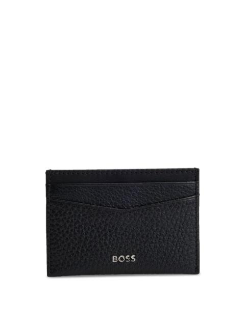 GRAINED-LEATHER CARD HOLDER WITH LOGO LETTERING