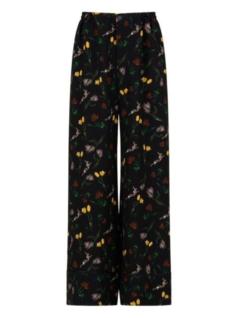 floral-print wide-leg trousers
